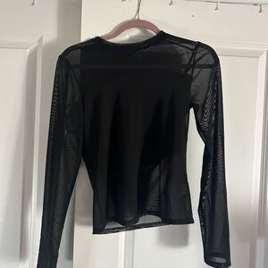 Black Sheer Long Sleeve Top